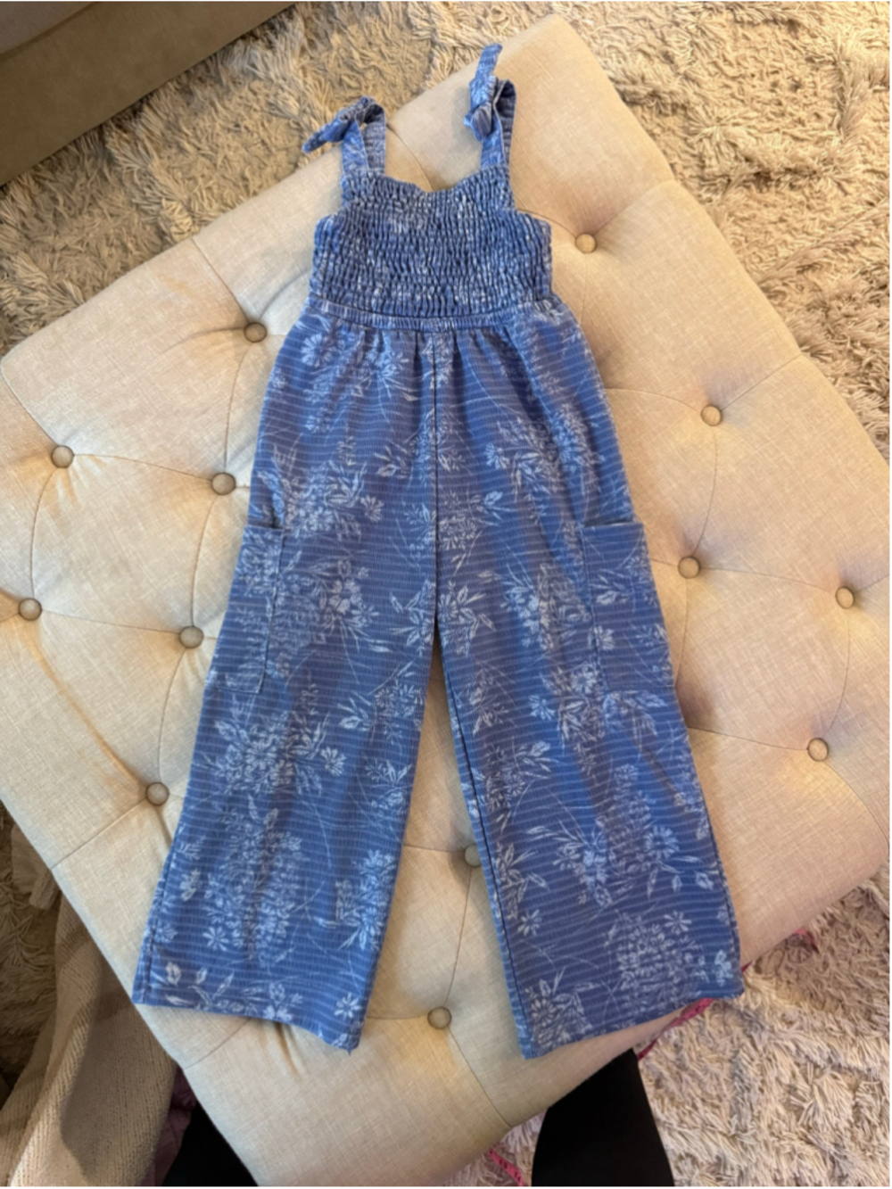 Girls Paisley Lane Blue Floral Jumpsuit Size 5